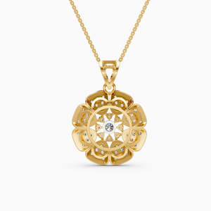 จี้เพชรทรงกลมที่เพาะเลี้ยงในห้องปฏิบัติการ น้ำหนัก 1.02 กะรัต |   ในโทนสีทอง 9K สีเหลือง สีขาว และสีโรสโกลด์ - Product Image 3