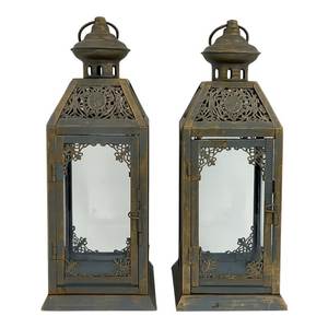 <b>Black</b> Powder Coated Aluminum <b>Lantern</b> with Natural Handmade Durable Design for Christmas Indoor/Outdoor Decorative Candle Holder - Product Image 5