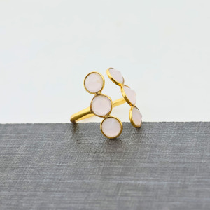 Minimalist Rose <b>Quartz</b> Cluster <b>Ring</b> | 18k Gold Plated Gemstone Jewelry - Gift for her - Product Image 4