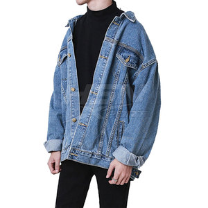 Veste en jean oversize pour homme, personnalisable, style streetwear décontracté, à manches longues, boutons recouverts, séchage rapide, respirante, 100% coton - Product Image 6
