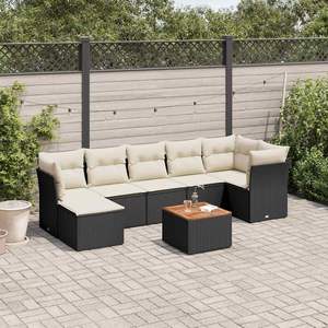 Grand ensemble de canapés de jardin modulaires en rotin PE noir, collection de meubles d'extérieur élégante - Product Image 1