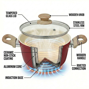 Innovative Non Stick Cooking Set Designed With Marble Stone Coating Multipurpose <b>Pots</b> And Pans Tempered Glass Covers - Product Image 2