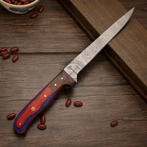 Couteau à fileter artisanal haut de gamme en acier Damas de 13 pouces, manche en bois Pakka, ambidextre, multi-usages, pour le camping en plein air, cadeau - Product Image 5