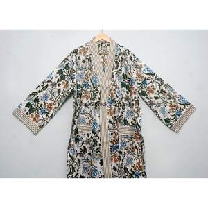 Handmade <b>Women</b> Floor-Length <b>Kimono</b> Cotton Robe Floral Print Washable Comfortable Nightwear Dress Bridesmaid Gown Beachwear - Product Image 2