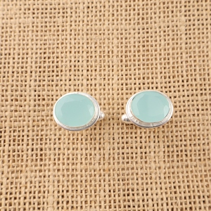 Handmade Designer Aqua Chalcedony Gemstone 925 Sterling Silver Channel Set Cuff <b>Link</b> and Tie Clip Set for Unisex Luxury Wear - Product Image 3