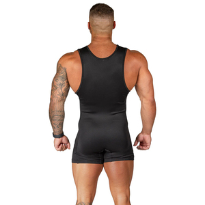 Combinaison de lutte athlétique respirante sans manches pour homme, en tissu polyester élasthanne flexible haute performance - Product Image 3