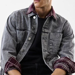 OEM Mens Denim Jean <b>Jacket</b> Casual Outwear Fall <b>Jacket</b> Denim Button up Coat Oversize Denim <b>Jacket</b> for Men acidwash fashion casual - Product Image 5