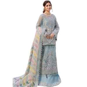 Vêtements pakistanais brodés de qualité supérieure, ensembles 3 pièces, nouveau style, robe longue brodée à manches longues pour femmes - Product Image 1