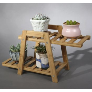 Support à plantes en bois à 3 niveaux au design attrayant, pour intérieur et extérieur, étagère de présentation pour jardin, balcon, salon - Product Image 4