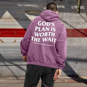 Sudadera con Capucha Personalizada con la Frase 'El Plan de Dios Vale la Pena', Sudadera Cristiana con Bordado de Jesús y Dios, de Algodón y Felpa - Product Image 6