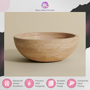 Proveedor con Experiencia en Venta al por Mayor de Cuencos Decorativos Redondos Hechos a Mano de Mármol Travertino para Decoración del Hogar en Oferta - Product Image 2