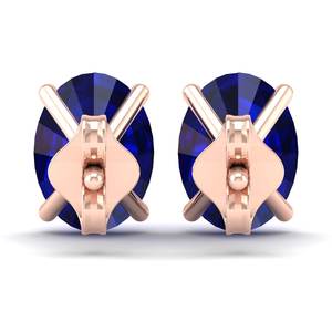 REYES, Nuevo Diseño, Pendientes de Diamantes de Oro de 14K, Alta Calidad, Corte Ovalado, 2.42 Quilates, Zafiro Azul, Joyería para Mujer - Product Image 4