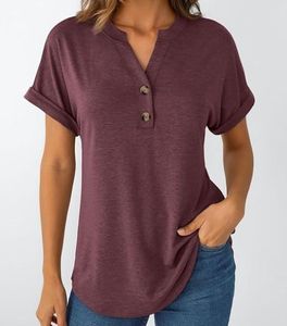 Custom cotton or CVC <b>women</b> <b>T</b> <b>Shirt</b> with Button <b>V</b> <b>neck</b> sleeve folded solid or printed or embroidery or allover with silicon wash - Product Image 4