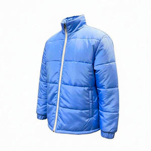 Polyester Shell Full-Zip Puffer <b>Jacket</b> for Outdoor Sportswear Wholesale Men Windproof Quilted Padded <b>Jacket</b> With White Zipper - Product Image 1