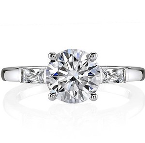 Anillo de Moissanita de Corte Redondo, Plata de Ley 925, Chapado en Oro Blanco, Anillo de Compromiso, Boda, Solitario, Promesa, Joyería Elegante - Product Image 1