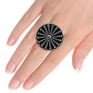 Bague Statement en Argent Sterling Massif 925, Forme Élégante, Oxydée, Ronde, Artisanale Indienne, Disponible au Prix le Plus Bas - Product Image 2