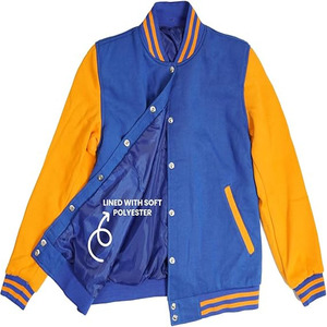 แจ็คเก็ตวาร์ซิตี้แบบมีฮู้ดลายการ์ตูนปะติดปะต่อแบบกำหนดเอง Letterman ทำจากขนสัตว์ 100% สำหรับฤดูหนาว ใส่ได้ทั้งชายและหญิง - Product Image 3