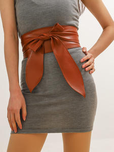 Women's Belt Fashion <b>Black</b> PU Leather <b>Wrap</b> Belt for Dress Cowhide Obi Waist Accessories Christmas Gift Business Style - Product Image 2