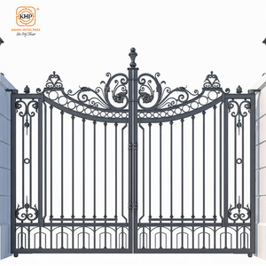 Portes d'entrée doubles en fer forgé de luxe, grandes, extérieures, forgées à la main, antivol, rétro, décoratives pour villa, maison, appartement - Product Image 3