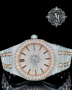 นาฬิกาข้อมือ Afar Jewels ประดับเพชรและมอสซาไนต์ ตัวเรือนสีโรสโกลด์ สายแบบกำไล แสดงวันที่ นาฬิกาหรูสำหรับออกงาน - Product Image 1