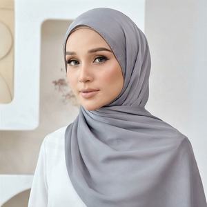 Pañuelo Hijab Personalizado de Fábrica 115x115cm, Cuadros, Estampado Floral y de Puntos, para Mujeres Musulmanas, No Tejido, Suave y Moderno - Product Image 3