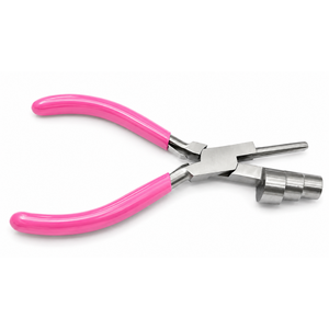 Pince à boucler multi-barils en acier inoxydable avec poignée rose, 13mm 16mm 20mm, outil de bijouterie pour la création de boucles de fil, anneaux et pendentifs DIY - Product Image 1