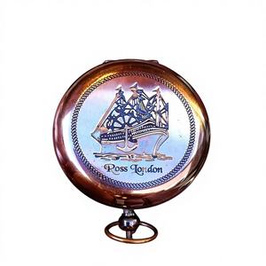 Boussole de poche artisanale en laiton, bouton poussoir, Ross London - Product Image 1