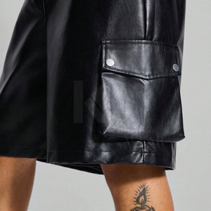 Premium Streetwear Solid Casual Men's <b>Leather</b> <b>Shorts</b> with Modern Fit Durable Construction Eco-Friendly & Lightweight Design - Product Image 6