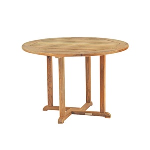 Round <b>Wooden</b> <b>Dining</b> <b>Table</b> with Solid Wood Legs <b>Rustic</b> Modern Design <b>Dining</b> Room Furniture 4 Seater Stable Assembled - Product Image 1