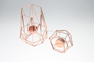 Bougeoir en or rose avec fil métallique hexagonal en fer forgé pour décoration intérieure OEM 551-7C - Product Image 3