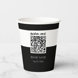 Vaso de Papel Desechable de Pared Simple de 8oz con Impresión de Código QR Personalizado para Marketing y Cadena de Suministro de Bebidas de Alto Volumen - Product Image 1