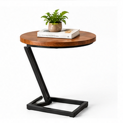 Table d'appoint ronde en bois avec structure métallique, style nordique moderne, pouf d'appoint pour salon, hôtel, appartement, idéal pour un cadeau de pendaison de crémaillère - Product Image 1