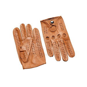 Wholesale Unisex Orange Leather Waterproof Driving Gloves Full Finger Breathable Non-Slip Adjustable Wrist <b>Strap</b> Winter - Product Image 3