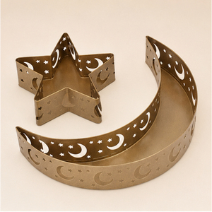 Wholesale Metal Ramadan <b>Tray</b> Set <b>Gold</b> Crescent Moon Star <b>Serving</b> Platter for Eid Mubarak Table Decoration Muslim Party Supplies - Product Image 2