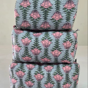 Ensemble de trousses de maquillage de voyage, pochette cosmétique en coton matelassé doux, organiseur de toilette, sacs de rangement réutilisables à fermeture éclair, prix de gros - Product Image 1