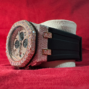 Reloj de Lujo para Hombre con Moissanita VVS Premium, Estilo Antiguo, Bisel con Incrustaciones de Diamantes, Esfera Completamente Diamantada, Correa de Goma, Venta al por Mayor - Product Image 1