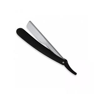 Navaja de Afeitar Profesional de Acero Inoxidable para Barbería, Mango de Madera y Acero, Recubrimiento en Polvo Negro, Cuchilla Única, Clip Negro - Product Image 3