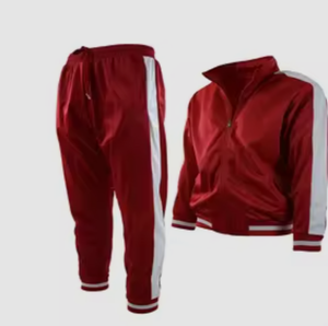 Conjunto Deportivo Rojo para Hombre, Sudadera con Cremallera, Pantalones Jogger con Franja Lateral, Ropa Deportiva con Logotipo Personalizado, Ropa de Equipo - Product Image 1