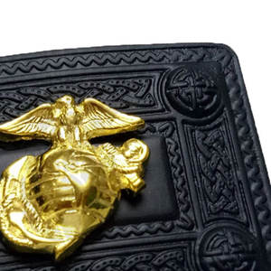 Hebilla de cinturón tradicional escocesa con insignia estadounidense, diseño de nudo celta, color negro azabache, accesorios irlandeses - Product Image 5