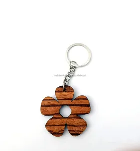 Porte-clés en bois imprimé UV avec alliage de fer métallique et accessoires en plastique PVC et PU sur le thème de la forêt montagneuse - Product Image 2
