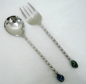 Hot Selling Twisted Handle Handmade Stainless Steel Service Set with Classic Design and Mirror Polish for Dining and Party Use - Product Image 3