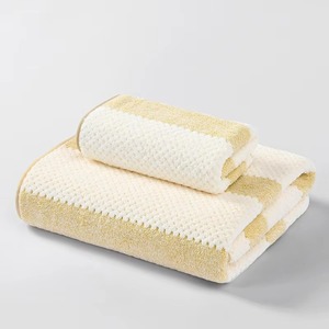 Serviette de toilette en coton doux et lisse, séchage rapide, absorbante, pour hôtel et spa, vente en gros, rayée, en tissu éponge - Product Image 3