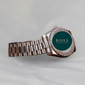 RAHA Luxury Stainless Steel <b>Watch</b> 41mm Analog Quartz Diamond Bezel Unisex Fashion Timepiece Butterfly <b>Clasp</b> Water Resistant - Product Image 2