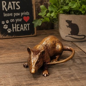 SHUBHAM - Figura de Ratón de Latón Antiguo, Estatua de Rata de Latón Sólido Hecha a Mano, Adorno Decorativo de Animales para Decoración del Hogar y la Oficina - Product Image 5