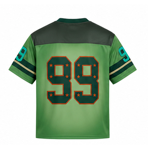 Camiseta de Fútbol Americano Verde para Hombre, Cuello en V, Manga Corta, Impresión Sublimada, Transpirable, Poliéster, Número de Equipo 99 - Product Image 3