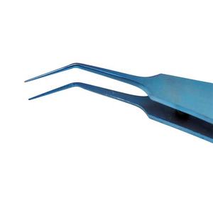 Micro instrumentos oftálmicos de titanio profesional, fórceps McPherson en ángulo con plataforma de atado manual, base quirúrgica - Product Image 3