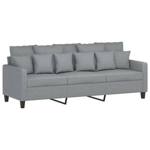 Canapé 3 places gris clair pour salon, tissu 100% polyester avec textilène métallique, confortable et élégant - Product Image 2
