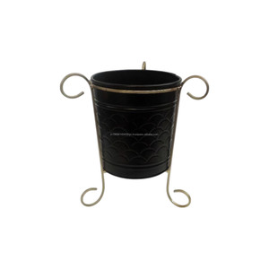 Set of 2 Gardening Metal <b>Pot</b> <b>Planter</b> Modern Minimalist Design Black Powder Coated <b>Planters</b> for Garden and Gardening - Product Image 3