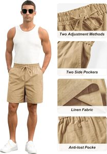 <b>Mens</b> Cotton <b>Lounge</b> <b>Shorts</b> Soft Breathable Fabric Elastic Drawstring Waist Relaxed Fit High-Waisted Cargo Quick-Dry Homewear - Product Image 5