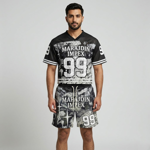 Custom Sublimation Mesh American Football Jersey <b>Crop</b> <b>Top</b> Shorts Set Casual Lightweight Streetwear Men Women Short Sleeve - Product Image 2